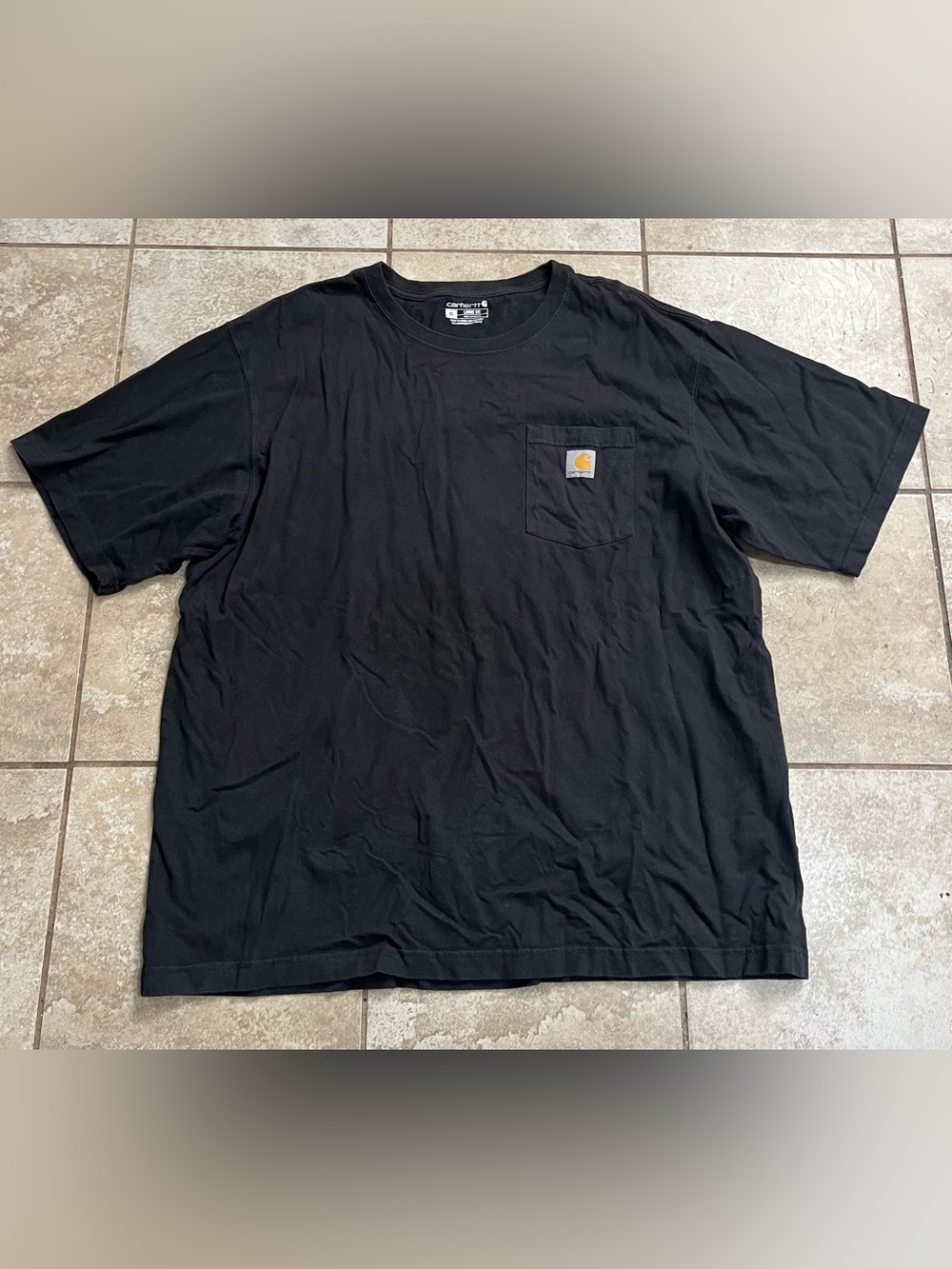 Carhartt Black Short-Sleeve Pocket Tee with Logo Patch